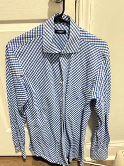 Burberry London Blue Gingham Dress Shirt