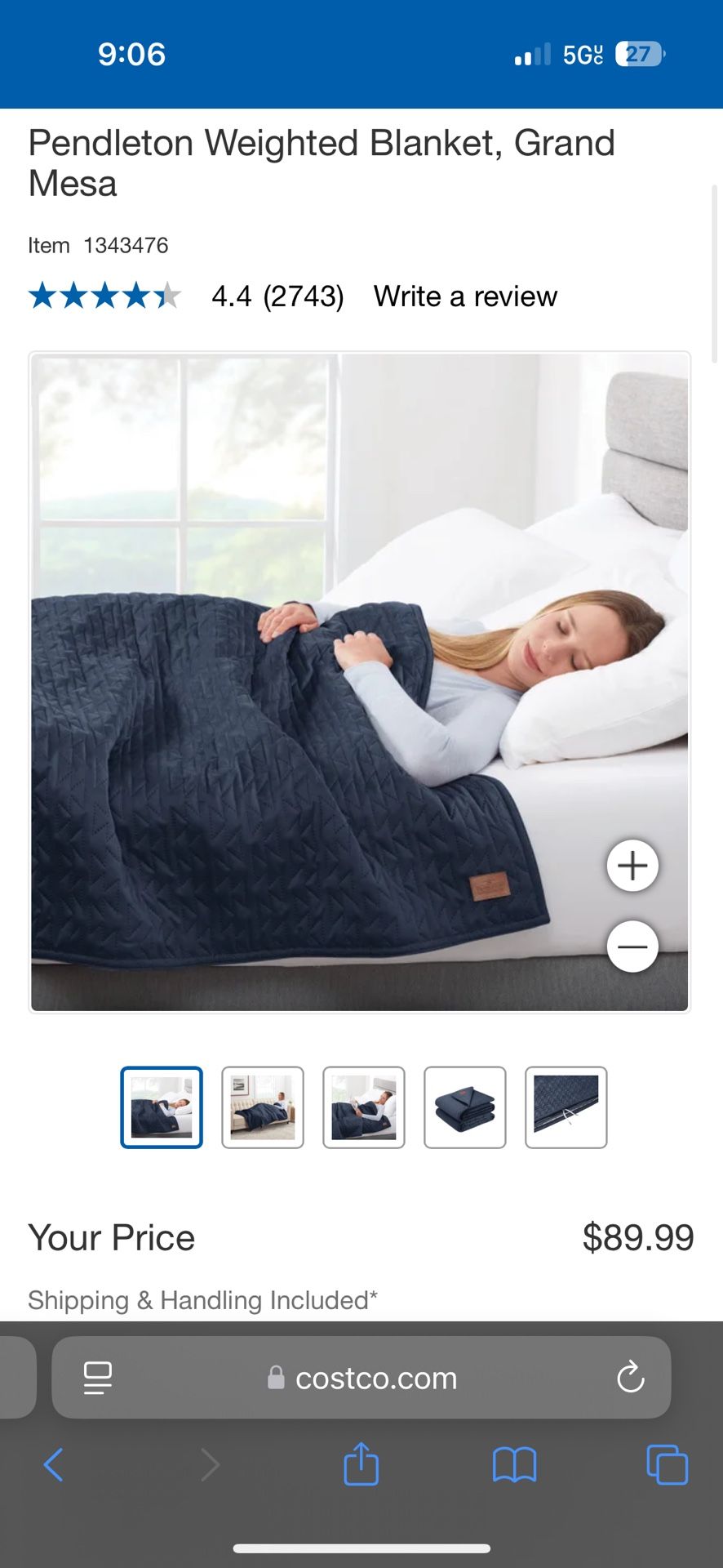 Pendleton Weighted Blanket, Color GRAY