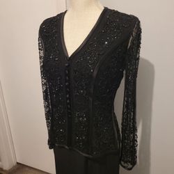 Terani Couture Women's Black Long Sleeve Formal Evening Dress Size 6