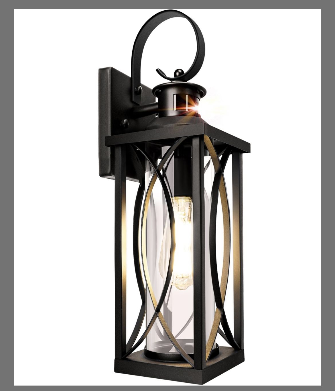 DBF Motion Sensor Outdoor Lights Wall Mount, Dusk To Dawn Exterior Light Fixture, Anti-Rust Waterproof Outside Porch Lights With Glass & E26 Socket Wa