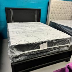Queen bed frame with mattress set