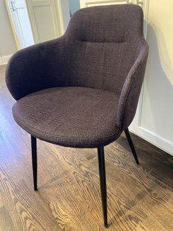Mid Century Modern Fabric Dining / Desk / Accent Chair In Beautiful Darker Purple Color