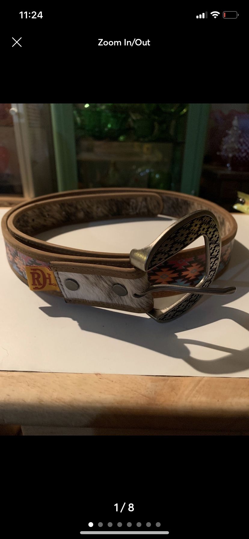 Red Dirt Hat Company Genuine Leather Western Belt, Southwest Pattern, 42W