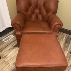 Leather Chair And  Ottoman 