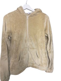 Beige Fleece Zip-Up Hoodie
