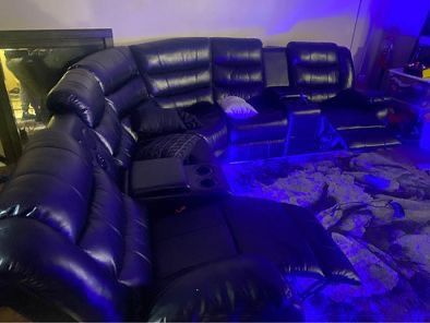 Black Leather Sectional  (MUST GO Asap)