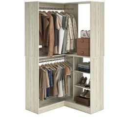 36 Inch Corner Closet System, Large Freestanding Closet Organizer System with 2 Hanging Rods(JL14)