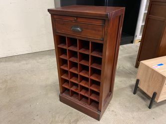 POTTERY BARN Mahogany Finish Wine Storage with Tray
