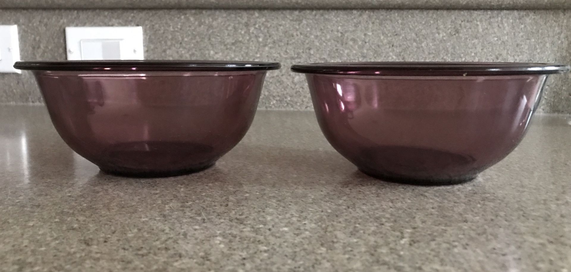 Set of Two Pyrex Bowls - Cranberry Color