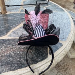 Halloween Pink Glitter Top Hat Headband