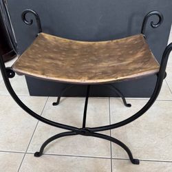 Vintage Copper & Wrought Iron Heavy Duty Folding Fire Log Holder Stand