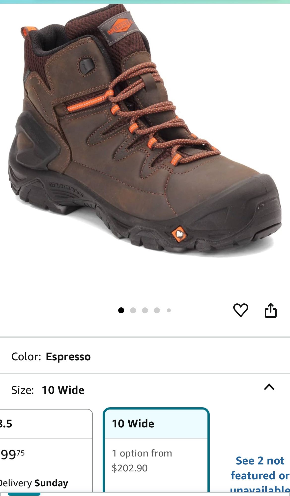 Merrell Men's Strongfield Leather 6" Waterproof Composite Toe Work Boot