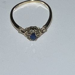 Sapphire With Diamonds Ring With 10k Gold 