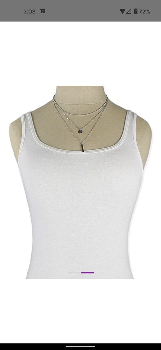 ZAD Silver Toned Delicate Chain Charms Necklace NEW