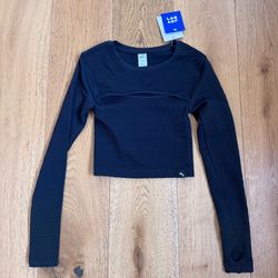 Women's Textured Seamless Long Sleeve Active Cutout Top JoyLab Berry Black S