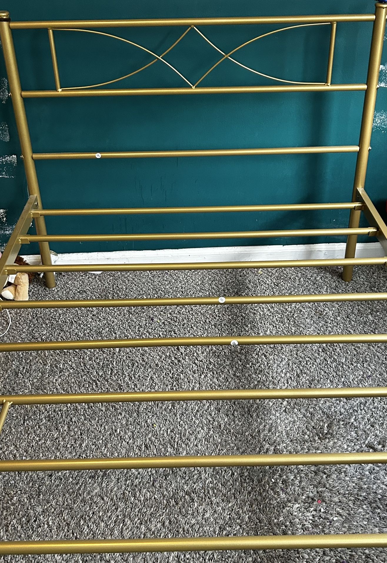 Metal Twin Bed Frame Gold 
