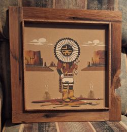 Vintage Daro Soue Sun Kachina Sand Painting -Signed Original 