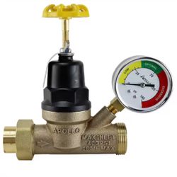 Apollo 1/2 in. FNPT x 3/4 in. MNPT Lead Free Bronze Pressure Reducing Valve with Gauge