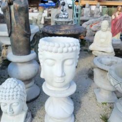 Concrete Buddha Head Statue Planter Pot / Cement Garden Backyard Buddhas