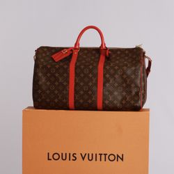 Authentic Louis Vuitton Keepall Bandoulière 50 Red