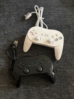 Wii Classic Pro Controllers compatible with Wii console remote • White and Black retro style