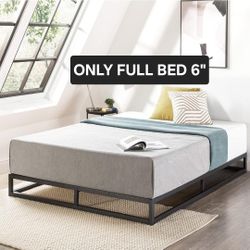 Full bed  Mellow Modernista Low Profile 6 Inch Metal Platform Bed Frame  (No Box Spring Needed), Black