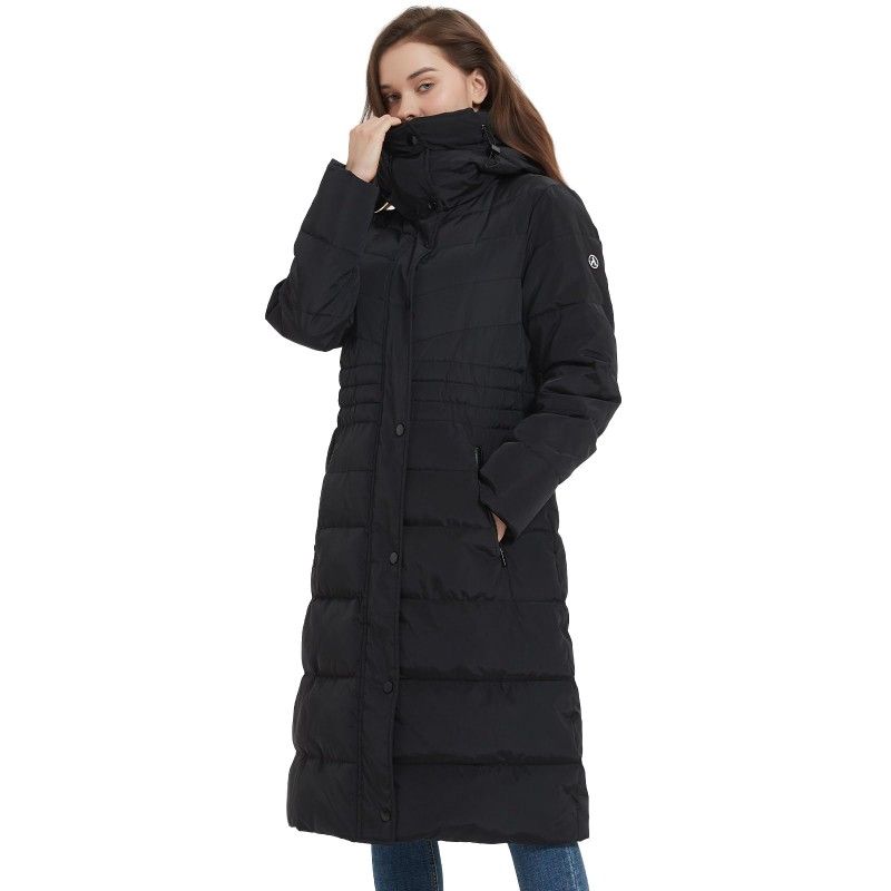 IKAZZ Long Winter Coats For Women, Water-Resistant Thicken Warm Full-Zip Insulated Fashion Vegan Down Parkas, Plus Size Jacket with Adjustable Hood Po
