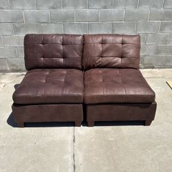 2 Pc Brown Leather Lounge Chair