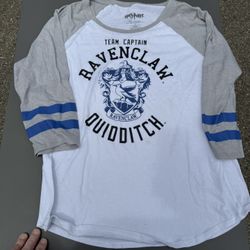 Harry Potter Wmn's  Extra Large White/Grey Ravenclaw Quidditch Team Captain Raglan Tee