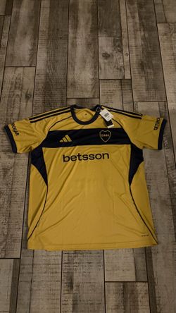 Adidas Boca Juniors 2025/2026 Away Jersey Yellow and Blue Men’s Size 2XL