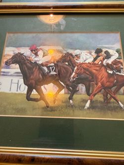 Set of 6 framed vintage horse racing frames 11x9 made in England