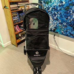 Pet Stroller Pram Large Dog Cat Foldable 3 Wheel Travel Pushchair Carrier Black