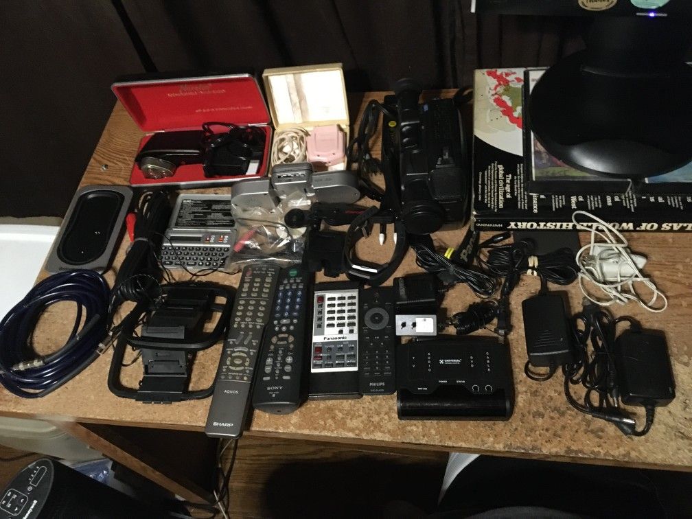 Huge Lot Of Electronics Panasonic Palm Quarter PV-430 Fitbit 4 Remotes Adapters Vintage Shavers Full List Some Untested Some Tested And Working