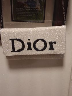 DiOr white Beaded bag DiOr in black beads with crossbody chain bag