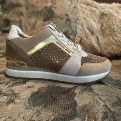 Michael Kors Billie Trainer Women’s Beige And Gold