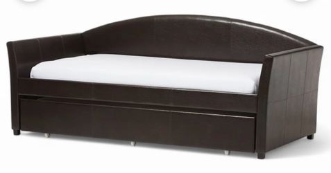 Brown faux leather daybed