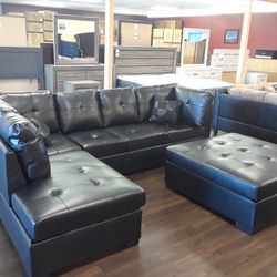 New Sectional Sofa In Gunuine Bonded Leather Black