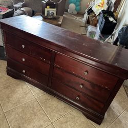 dark cherry finished, six-drawer dresser