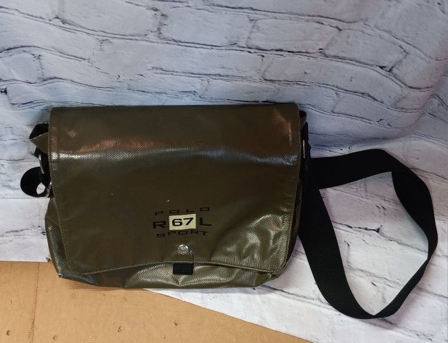 Vintage Polo Sport Ralph Lauren RL-67 Vinyl Waterproof Messenger Bag 