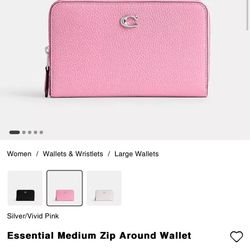 New Coach Vivid Pink Wallet 