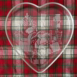Vintage heart shaped glass platter