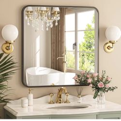 Brand New Black Framed Mirror – 24”x24” – Solid Aluminum Frame