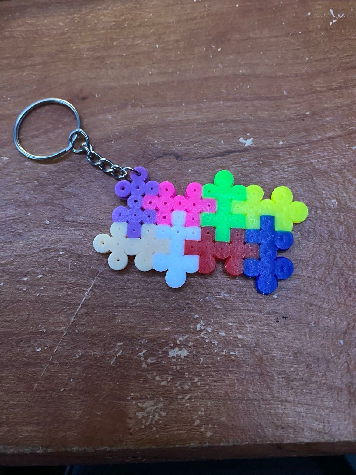 Autism Awareness Perler Bead Keychain