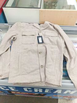 Beige Button-Up Shirt Jacket with Tags