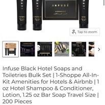 Infuse Black Hotel Soaps and Toiletries Bulk Set | 1-Shoppe All-In-Kit Amenities for Hotels & Airbnb