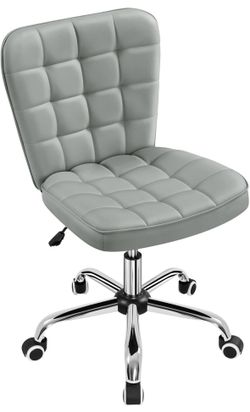Brand New Modern Tufted Armless Desk Office Chair Faux Leather