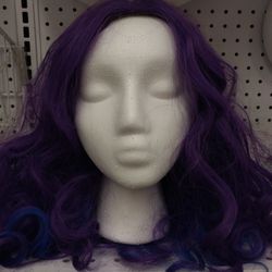 Purple with Blue Streaks Shoulder Length Wig 