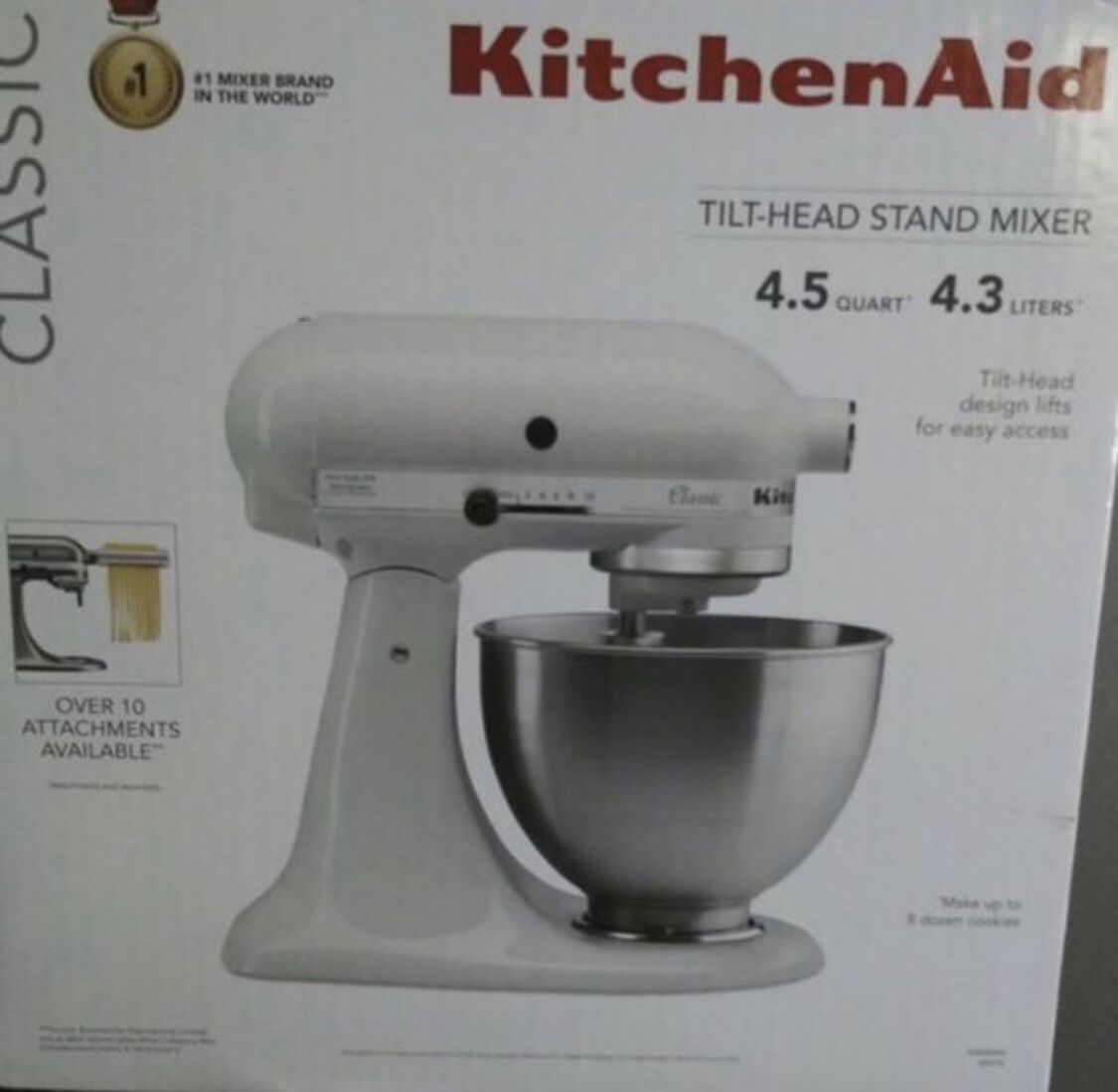 Kitchen Aid stand mixer by KitchenAid Brand New Never Opened mixer tilt head all attachments included price is Firm!!! $130 firm!!!! White
