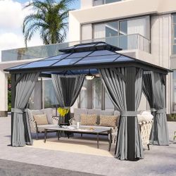 13x10 HARDTOP GAZEBO WITH CURTAINS