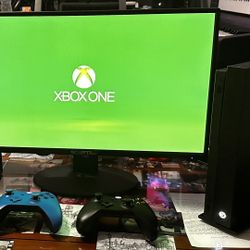 Xbox One X, Sceptre Gaming Monitor, Two Controllers